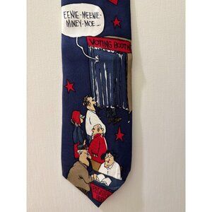 Voting-Themed Silk Tie By Tee Hee With Cartoon Graphics & Humor